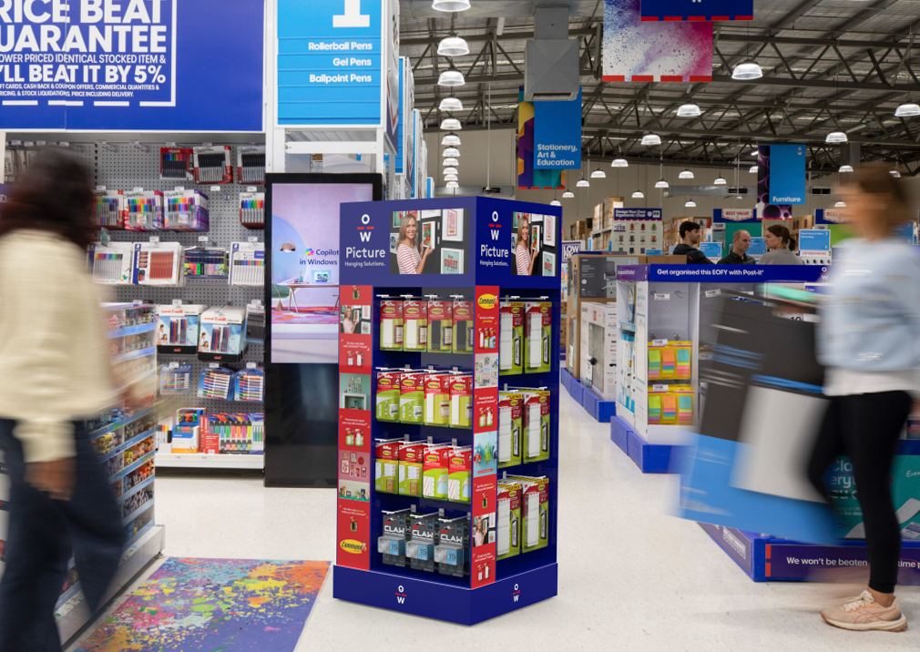 Cardboard freestanding point of sale display for 3M in Officeworks