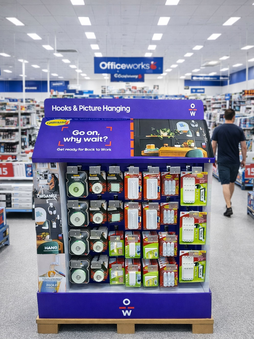 Point of sale display for Officeworks aisle