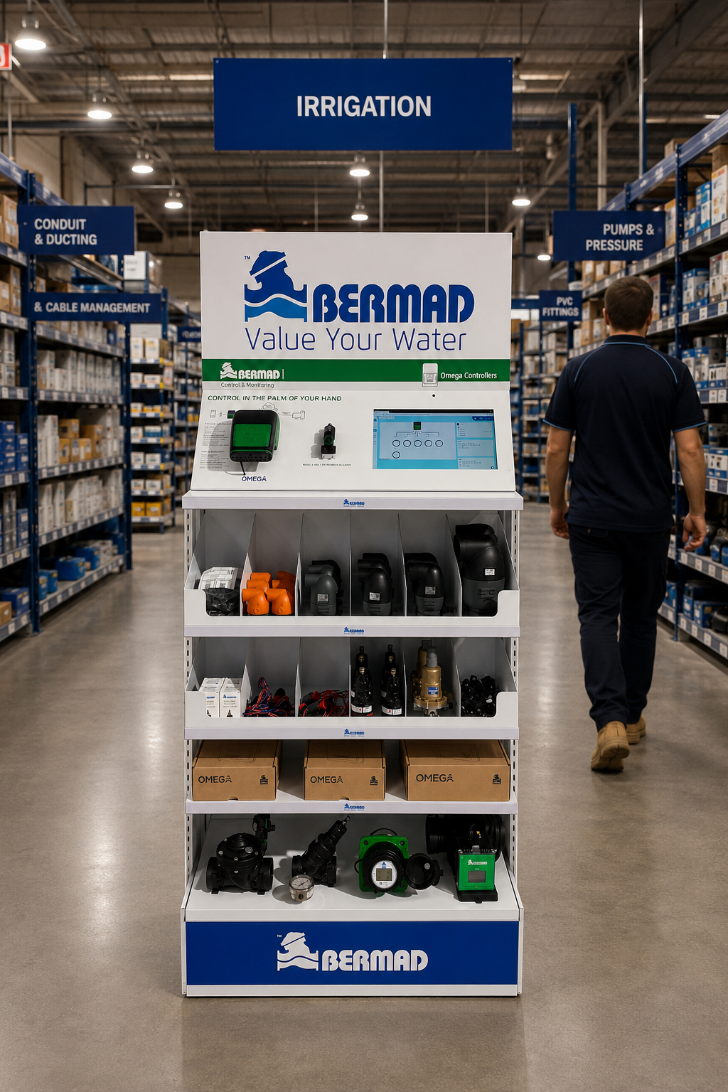 Bermad point of sale display in electrical wholesaler