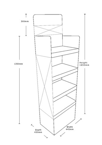 Coles Easy Erect 4 Shelf diagram with dimensions