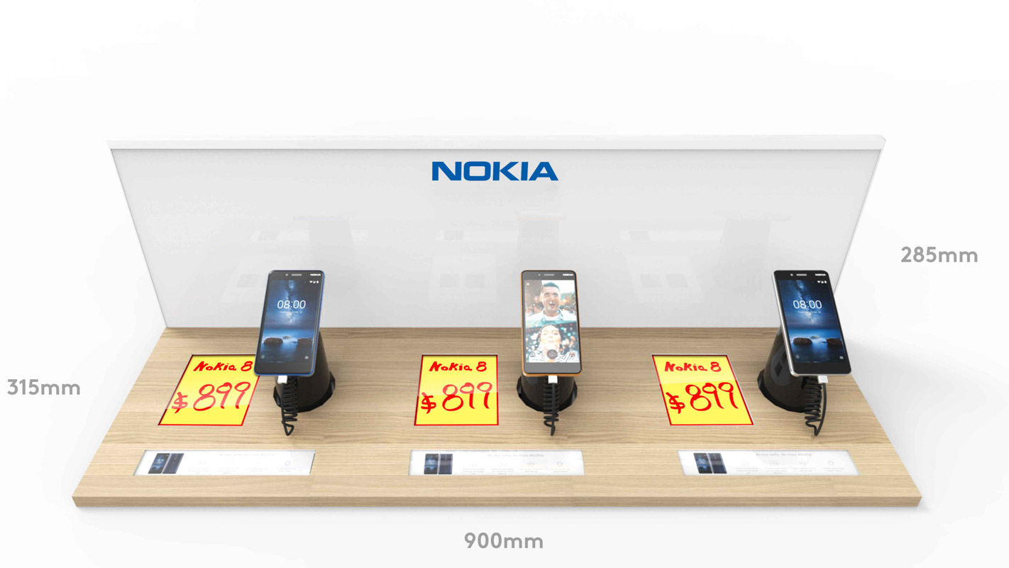 A mobile phone Interactive shelf display for consumer electronics products sold in retail custom designed by Genesis Retail Displays in Australia 1 A mobile phone Interactive shelf display for consumer electronics products sold in retail custom designed by Genesis Retail Displays in Australia 1