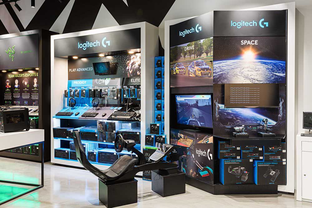 Custom designed interactive display for a retail wall space for consumer electronics designed by Genesis Retail Displays in Australia 1 Retail POS Display Manufacturer for Harvey Norman Custom designed interactive display for a retail wall space for consumer electronics designed by Genesis Retail Displays in Australia 1