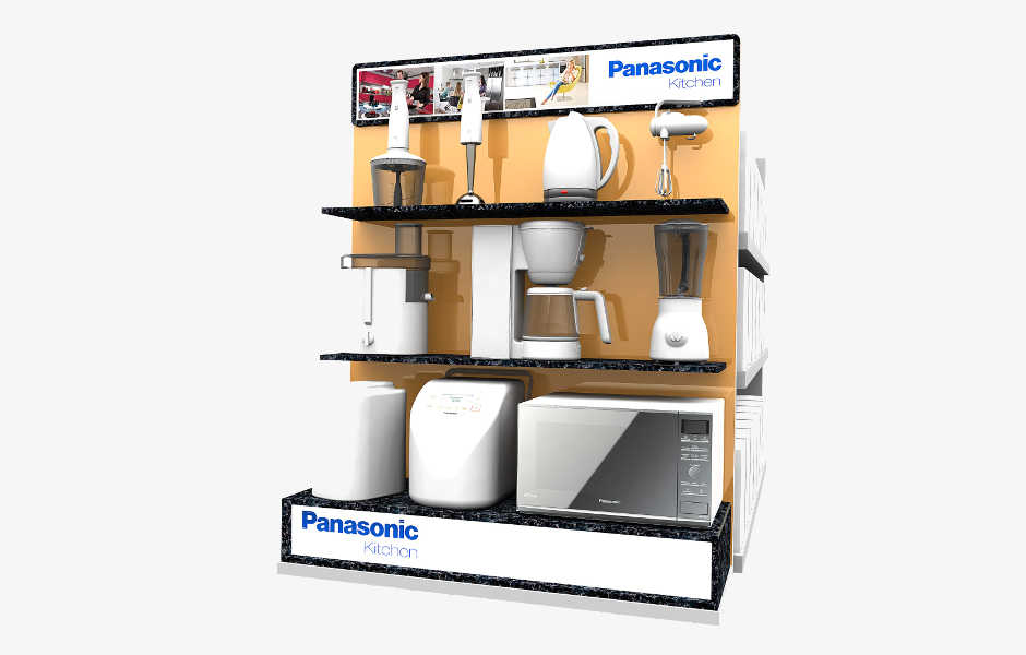 Custom designed permanent retail point of sale displays for products in retail by Genesis Retail Displays pop manufacturer in Sydney for Panasonic Household Appliances Custom designed permanent retail point of sale displays for products in retail by Genesis Retail Displays pop manufacturer in Sydney for Panasonic Household Appliances